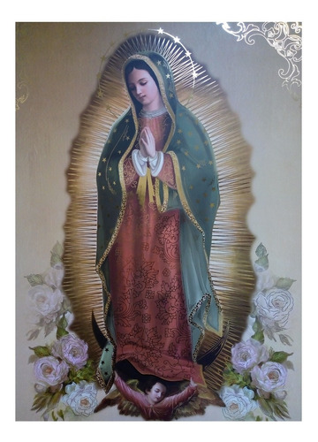 Litografía Virgen De Guadalupe Rosas B Tamaño 50x40