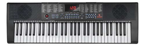 Teclado musical kaiser MTC-5490 con 61 teclas 61 percusiones 255 tonos y ritmos 24 canciones demo modo aprendizaje grabación de melodías Atril de regalo color negro