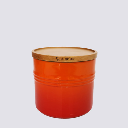 Pote Com Tampa De Madeira Le Creuset Laranja 1,1 L
