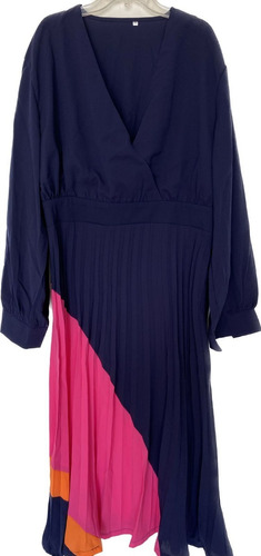 Vestido Azul Con Rosa Parva Plus Size