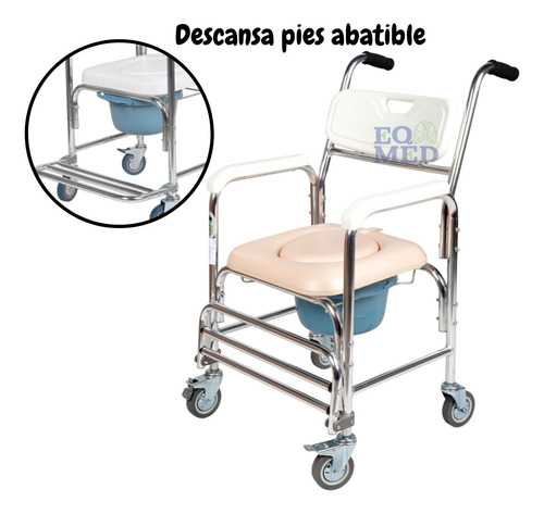 Silla Comodo Ducha Aumento Para Wc Baño 3 En 1 Aluminio Lujo