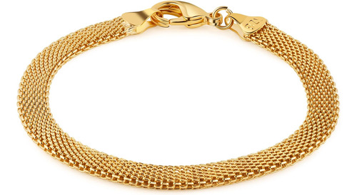 Barzel Pulsera De Malla Chapada En Oro De 18 Quilates Para M