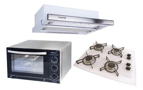 Kit Forno Lady 45l Cooktop 4b E Depurador Bran Safanelli Cor Branco 220v