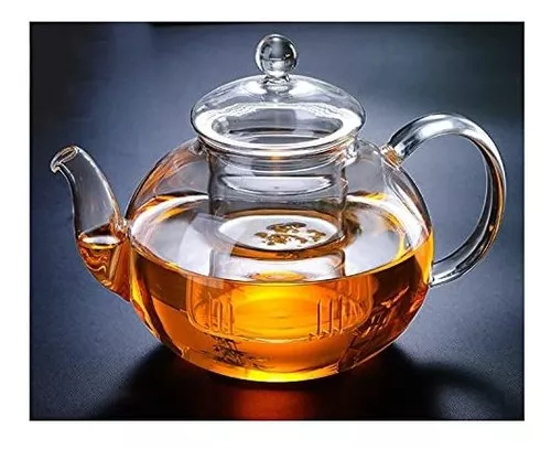 Tetera – Tetera de vidrio grande de 47 onzas con infusor, teteras de  borosilicato para estufa, ollas de té con tapa, tetera para té, té  floreciente