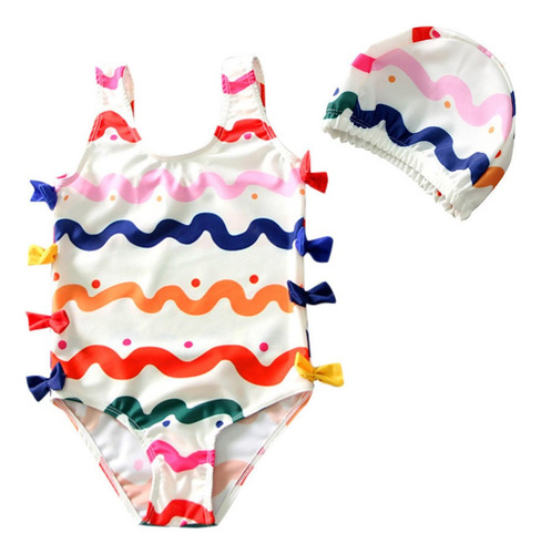 H Bañador Niñas Verano Lindo Bowknot Estampado De Una Pieza