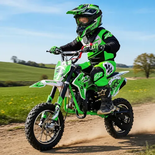 Mini Moto Cross Mbx 49cc Infantil Cor Verde Gasolina 2 Tempos