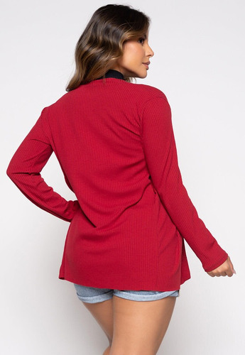 Imagem 5 de 9 de Cardigan Manga Comprida Longa Aberto Blusa Inverno De Frio