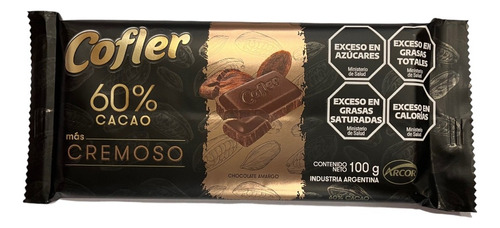 Chocolate Amargo Cofler 60% Cacao Mas Cremoso X 150grs 