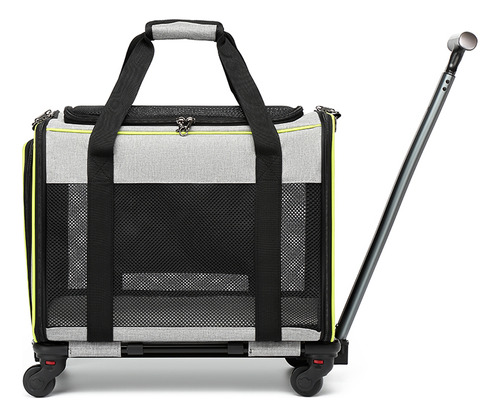Bolsa Transporte Cães Gatos Pet Com Rodinhas Viagens Passeio Cor Escura