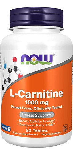 Now Foods, L-carnitine, 1000 Mg, 50 Tabletas Sfn Sabor Sin sabor