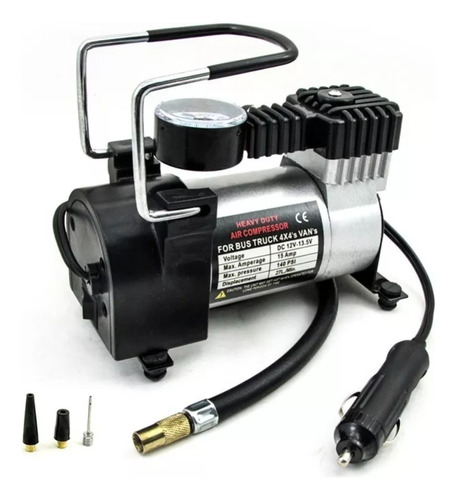 Compresor De Aire Mini Portátil Simple 12v - Multiuso Negro