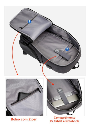 Mochila Anti Furto Usb Notebook 16 Original Pronta Entrega