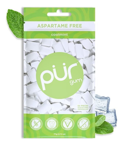Chicle Sin Aspartame Pur Gum Coolmint 55 Pc Se