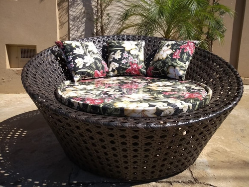 Chaise Colméia Em Junco Sintético Rattan Fibra Vime