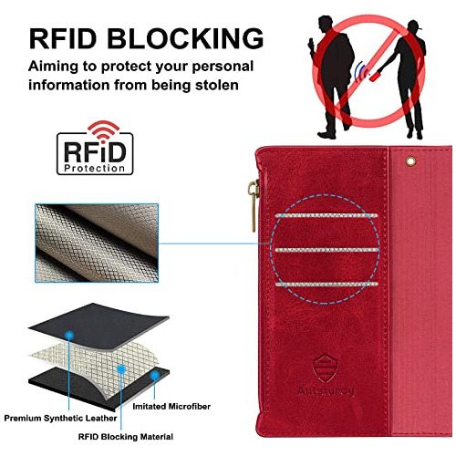 Funda Cartera Para Motorola Moto G Stylus 2021 Rojo Pu Le-02