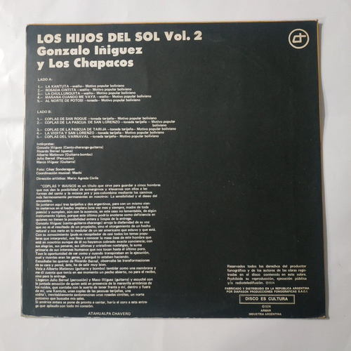 Músic Disco Vinilo,los Hijos Del Sol Vol.2 Tema 10-1974 P.11 (Usado)