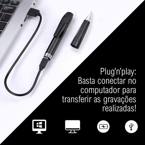 Imagem 3 de 10 de Caneta Filmadora Espiã 1080 Hd V2022 Com 2 Brindes Valiosos!