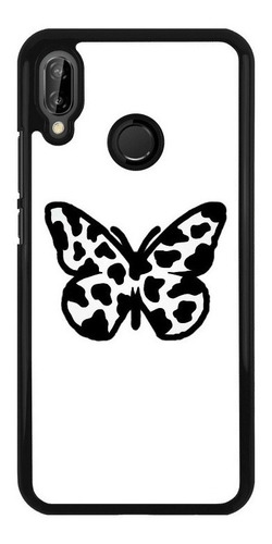 Funda Protector Para Huawei Mariposa Fondo Blanco Manchas