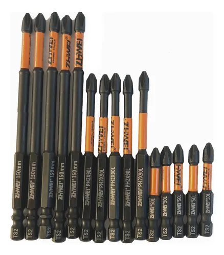 Set Puntas Philips Ph2 Negras Imantadas, 5cm, 9cm Y 15cm