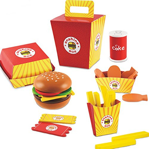 Conjunto De Cena De Lujo Dot Wooden Fast Food Burger 26 Piez