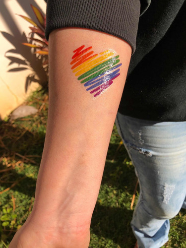 Tatuagem Temporária Coração Rainbow Personalizada