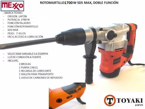 Rotomartillo 1700 W Sds Max, Japones, Toyaki, Envío Gratis