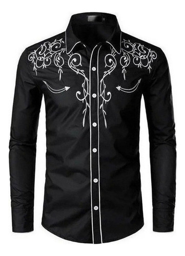 Camisa Vaquera De Hombre Western Con Diseño Bordado