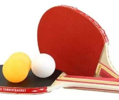 Set Par Paleta Raqueta Ping Pong + 3 Pelotas + Estuche