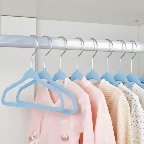 10 Cabides De Veludo Finos Infantil Azul Antideslizante Slim Azul