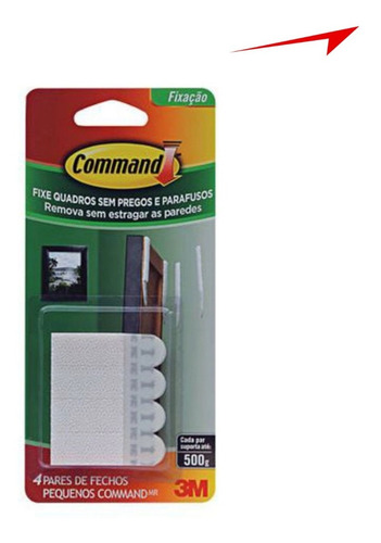 Fecho Command Tamanho Pequeno C/ 4 Pares Suporta 500gr - 3m