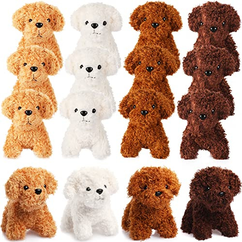 12 Piezas Mini Plush Perros Rellenos Con Keychains Dog Party