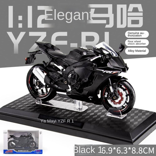 1:12 Suzuki Yamaha Yzf R1 Moto De Aleación Con Casco