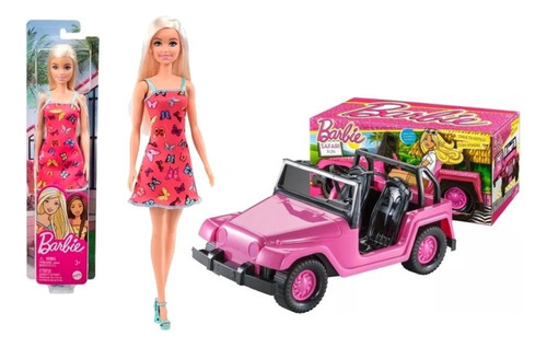 Muñeca Barbie Básica Mattel Original Y Jeep De Paseo