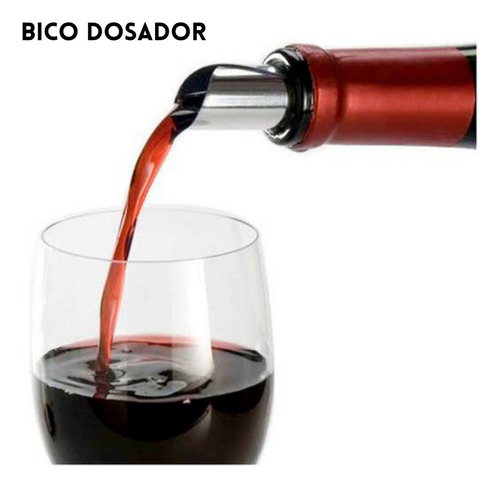 Kit Para Vinho 3 Peças Saca Rolhas Anel Anti Gotas E Bico Arejador