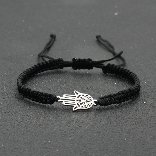 Imagen 4 de 5 de Set 2 Pzas Pulseras De Pareja Mano Fátima Tejidas Protección