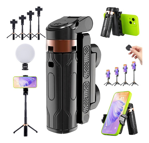Tripie Celular Selfie Stick Bluetooth Control Remoto Con Luz