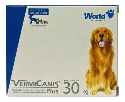 Vermicanis Plus 30kg C/ 2 Tratamento Vermífugo De 2,4g