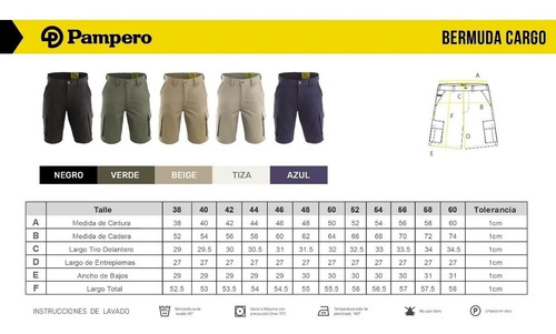 Imagen 4 de 7 de Bermuda Cargo Pampero Hombre Original T 38 Al 54 - No Ombu