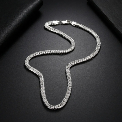Imagen 5 de 7 de Set Cadena + Pulsera Triple Grumet Chapado Plata 925 6mm
