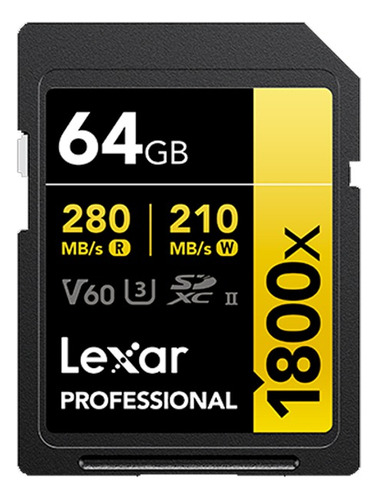 Memoria Sd Lexar Professional 64gb - R:280mb - W:210mb 1800x