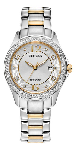 Reloj Citizen Fe114671a Para Mujer Triple Manecilla Acero Color De La Malla Dos Tonos Color Del Bisel Plateado/dorado Color Del Fondo Plateado