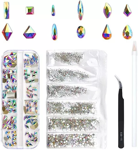 ULGAI - Diamantes de imitación para uñas, cristales planos con formas y  tamaños distintos para decorar uñas.