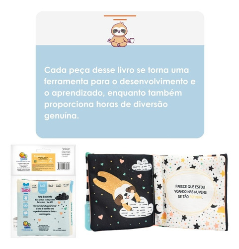 Livro De Pano Com Mordedor- Hora Do Soninho - Durma Bem! Bons Sonhos! Brilha, Brilha! - Montessori Lúdico Sensorial E Visual - Todolivro