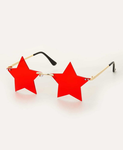 Óculos De Sol Formato De Estrelas Lente Vermelha - Adulto | Parcelamento  sem juros