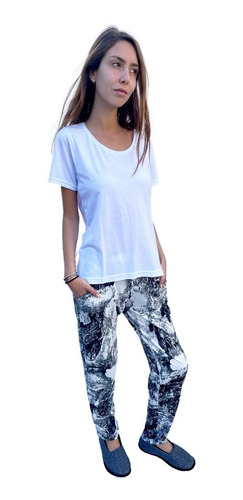 Imagen 2 de 5 de Pijama De Algodon Mujer Verano Rachelle Remera Y Pantalon