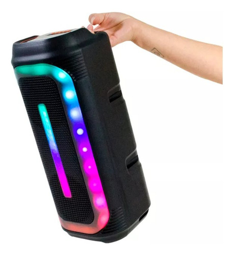 Parlante Inalámbrico Bluetooth 2 X 4 Con 5 Modos De Luz Rgb Negro