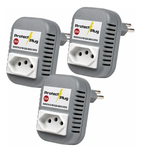 Kit 3 Dps Protetor Contra Surtos Bivolt 20a Protectplug 127/220v