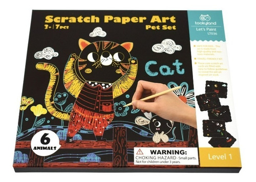 Scratch Art Set Mascotas Incluye 7 Piezas Arte Rascado
