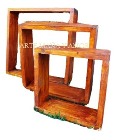 Imagen 1 de 7 de Estante Cuadrado Repisa Pino Nordico Biblioteca Madera Envío