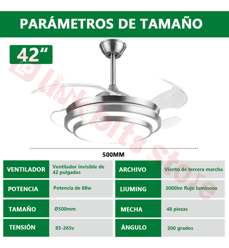 Ventilador De Techo Megaluz Moderna F500vl01a Con Luz